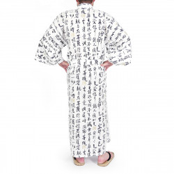 Kimono de algodón blanco japonés yukata, HANNYA, sutra