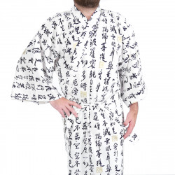 Kimono de algodón blanco japonés yukata, HANNYA, sutra