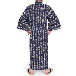japanischer herren blauer Yukata – Kimono, HANNYA, Sutra