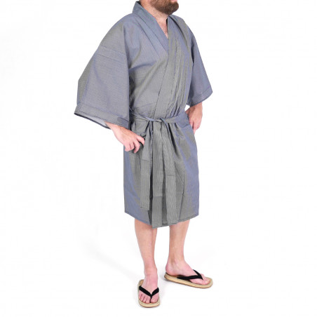 yukata kimono giapponese blu in cotone, 976H, zero