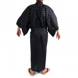 Kimono yukata japonés en algodón negro, MOYOU, diamante