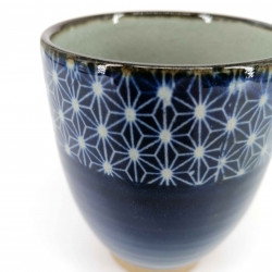 Japanese ceramic tea cup, dark blue, ASANOHA