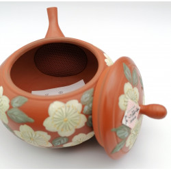 Théière japonaise tokoname kyusu, TAMAKOSAKU AKA SAKURA, rouge et fleurs de cerisier