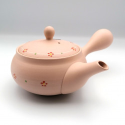 Teiera giapponese tokoname kyusu, PINKU, rosa e piccoli fiori