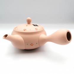 Teiera giapponese tokoname kyusu, PINKU, rosa e piccoli fiori