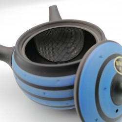 Japanese teapot tokoname kyusu, GYO, black and blue lines