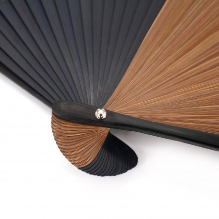 Japanese blue cotton and bamboo fan, AOI, 22cm