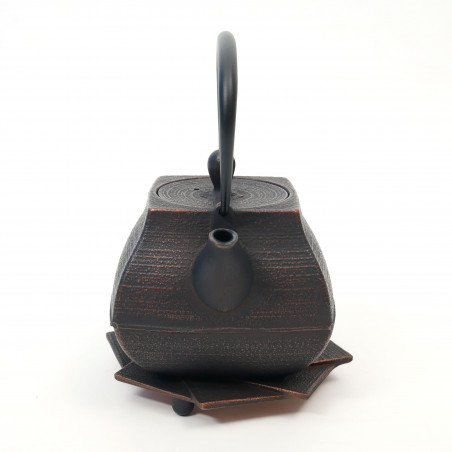 Japanese copper-colored cast iron teapot from Japan, ITCHU-DO SEKITEI + trivet