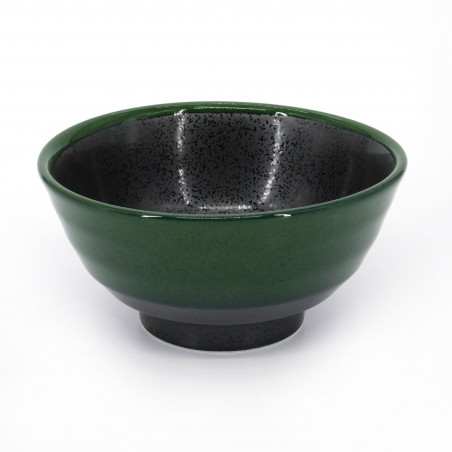 Japanese ceramic bowl, MIDORIKURO, black and green