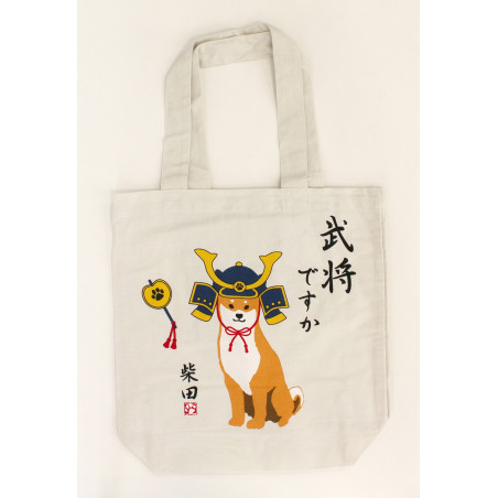 Japanische weiße A4 size Baumwoll-Einkaufstasche, VOYAGE TOKYO, Shiba