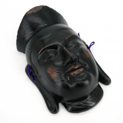 Japanese black ceramic mask, MIROKU BOSATSU