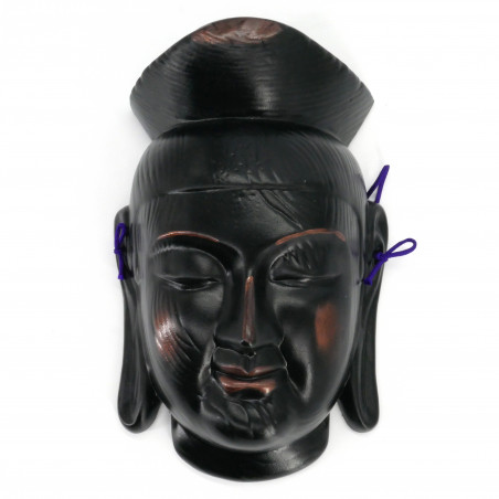 Japanese black ceramic mask, MIROKU BOSATSU