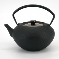 Petite théière ronde en fonte prestige japonaise, CHÛSHIN KÔBÔ HIRATSUBO, KAMON , 0,7 L