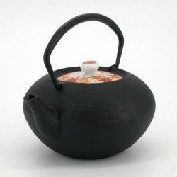 Kleine runde japanische Prestige-Teekanne aus Gusseisen, CHÛSHIN KÔBÔ HIRATSUBO, MOMIJI, 0,7 L