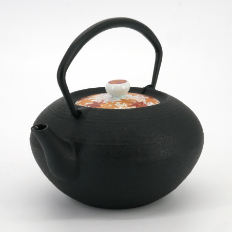 Petite théière ronde en fonte prestige japonaise, CHÛSHIN KÔBÔ HIRATSUBO, MOMIJI , 0,7 L