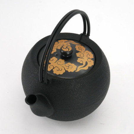 Japanese prestige round cast iron teapot, CHÛSHIN KÔBÔ MARUTAMA, AKATSUKI, 1.1 L