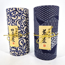 Duo de boîtes à thé japonaises bleues recouvertes de papier washi, AIZOME, 200 g