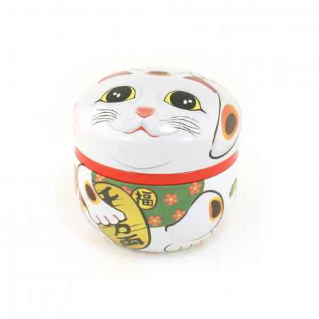 white Japanese blue tea box Manekineko