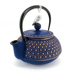 Japanese cast iron teapot - IWACHU KIKKO - 0.65 lt - golden blue