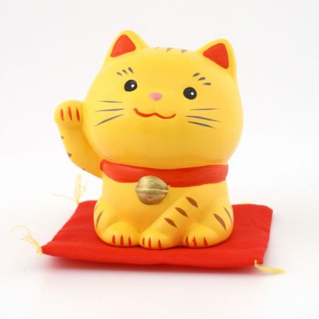 Chat manekineko porte-bonheur japonais en céramique - TORA MIGI-