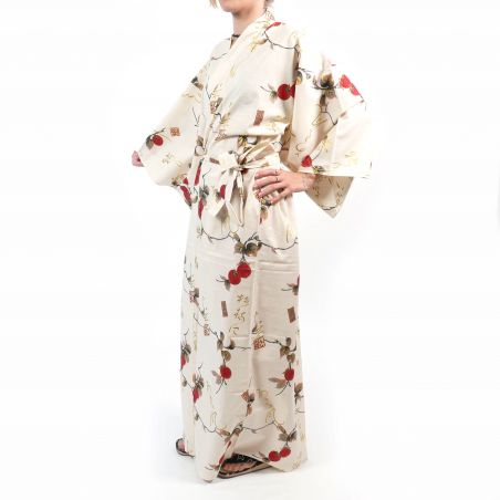 Kimono de algodón blanco para mujer - KAKI