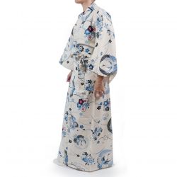 Kimono de algodón blanco para mujer - MARU NI TSURU