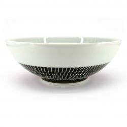 Japanische Keramik-Ramenschale, weiß und braun, Spiralmuster - RASEN
