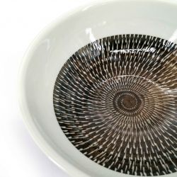 Bol à ramen japonais en céramique, blancet marron,motif spirale - RASEN