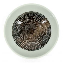 Cuenco japonés de cerámica para ramen, blanco y marrón, patrón de espiral - RASEN
