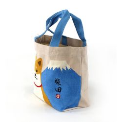 Borsa tote in cotone 100%, CANVA BAG, shiba e Fujisan