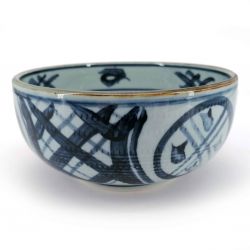Japanese ramen bowl in ceramic, gray and blue - MIGAKIMASU