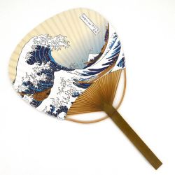 éventail japonais non pliant uchiwa, Hokusai, NAMIFUJI