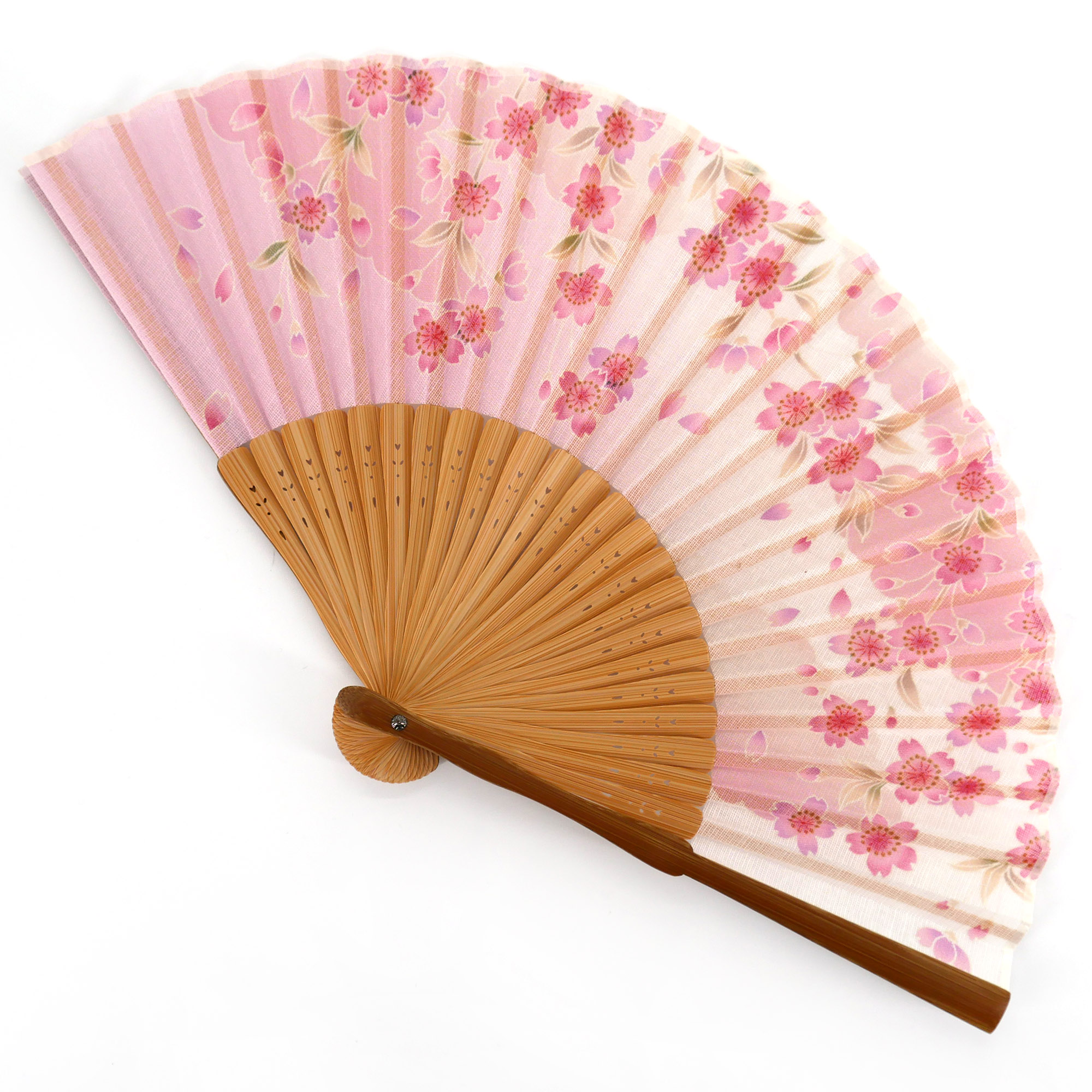 Ventaglio stile giapponese cinese in legno con disegni di fiori colorati
