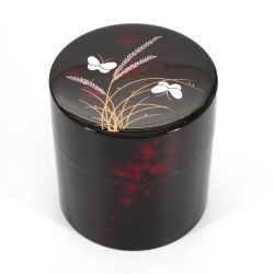 Japanese black resin tea box with butterfly motif - MUSASHINO - 150g