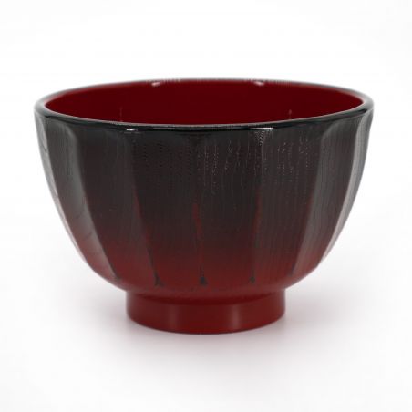 Duo de bol japonais noir et rouge en résine imitation bois - KIKUBORI BOKASHI - 10.9cm