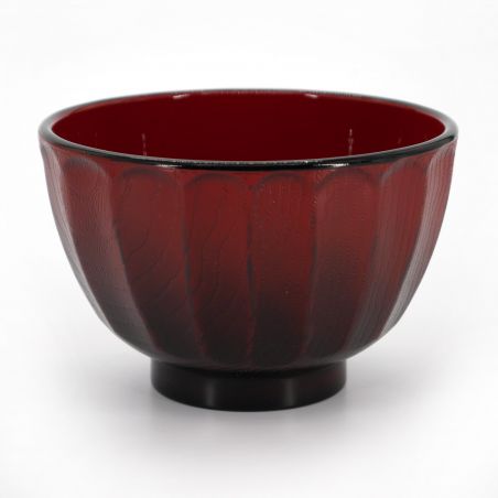 Japanese black and red bowl duo in imitation wood resin - KIKUBORI BOKASHI - 10.9cm