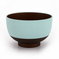 Set of 4 Japanese white, pink yellow and blue bowls in imitation wood resin - KYOGATA - 10.7cm