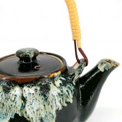 Teiera in ceramica smaltata giapponese con filtro rimovibile, vernice infusa con bordo nero - CHUNYU