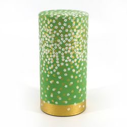 Boîte à thé japonaise verte en papier washi - HANAZONO - 200gr