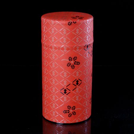 Boîte à thé japonaise rouge et noire en papier washi - AKA SAKURA - 200gr
