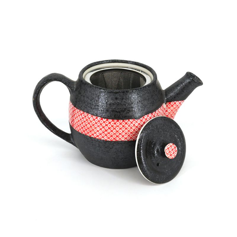 Japanese ceramic teapot, HAIIRO, pink and gray, made in Japan