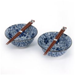 Set mit 2 japanischen Keramikschalen - AO SAKURA PATTA