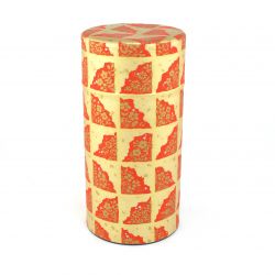 Japanese red and gold tea caddy in washi paper - TENPAKU - 200gr