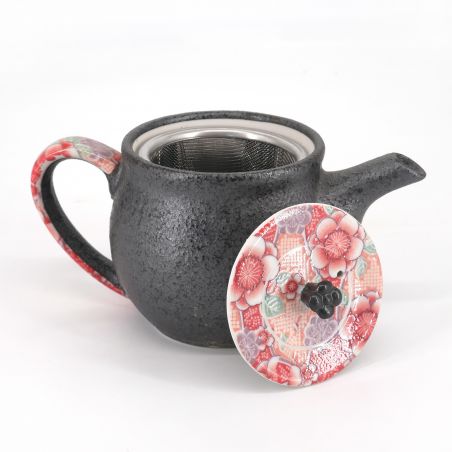 Japanische Keramik Teekanne - HANA - rosa und grau