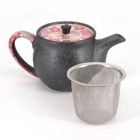 Japanische Keramik Teekanne - HANA - rosa und grau
