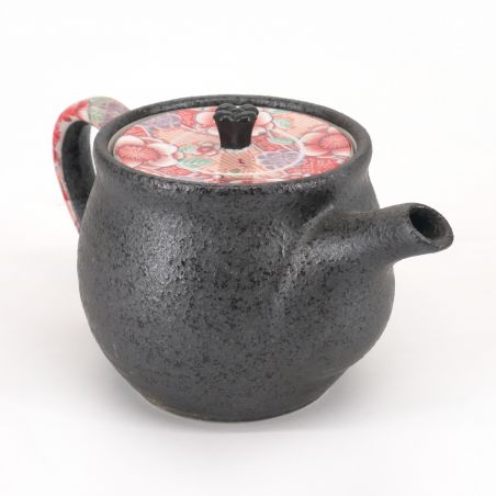 Japanese ceramic teapot - HANA - pink and gray