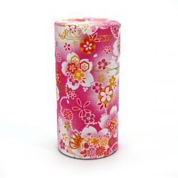 Red Japanese tea box in washi paper - HANATSUZUMI - 200gr