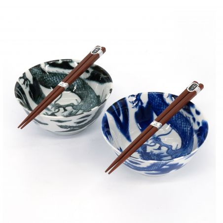 Set mit 2 japanischen Keramikschalen - AO TO KURO RYU