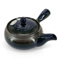 Japanische Kyusu-Teekanne aus brauner und blauer Keramik - BURUENAMERU