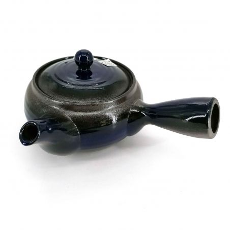 Japanische Kyusu-Teekanne aus brauner und blauer Keramik - BURUENAMERU